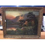 A FRANK HILDER (BRITISH 1861-1933) OIL ON CANVAS OF A MOUNTAINOUS SCENE SIGNED 35CM X 44CM (SOME