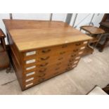 A MID 20TH CENTURY JUMBO SIX DRAWER PLAN CHEST, 48" WIDE