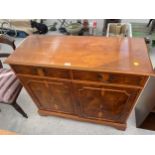 A YEW WOOD SIDEBOARD, 40" WIDE