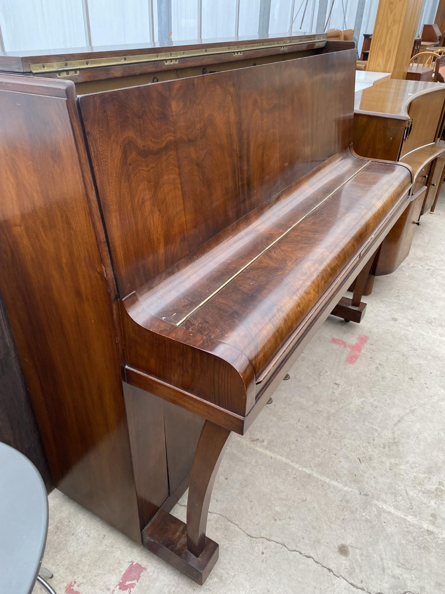 A WALNUT CASED OVERSTRUNG PIANO, BEARING TOWER LABEL - Image 4 of 6