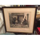 A FRAMED PRINT TITLED ' A LESSON IN CHARITY '
