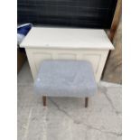A PADDED FOOT STOOL AND A BLANKET CHEST