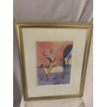 A GILT FRAMED LIMITED EDITION LIZ TAYLOR WEBB PICTURE 'LADIES WHO LUNCH' PENCIL SIGNED TO LOWER