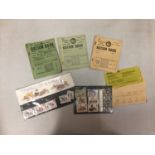 VARIOUS UN-CIRCULATED STAMPS, THREE RATION BOOKS ETC