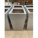 A PAIR OF GREY FIBRE GLASS PLANTERS (H:80CM)