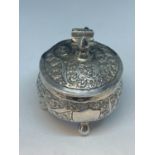 A CONTINENTAL SILVER LIDDED POT