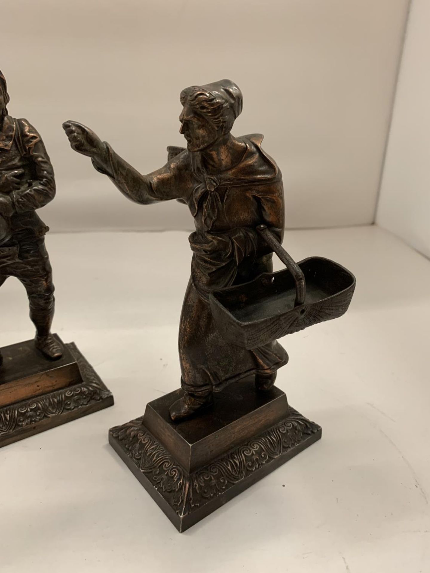 TWO BRONZE FIGURINES OF FRENCH GRAPE PICKERS - Image 2 of 3