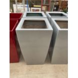 A PAIR OF GREY FIBRE GLASS PLANTERS (H:80CM)