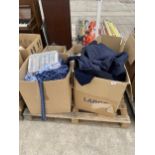 AN ASSORTMENT OF HOUSEHOLD CLEARANCE ITEMS TO INCLUDE CLOTHES, TINS AND CLEANING PRODUCTS