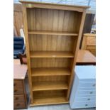 A MODERN PINE OPEN FIVE TIER BOOKCASE 32" WIDE