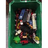 A LARGE BOX OF PLAYWORN DIECAST TOY CARS