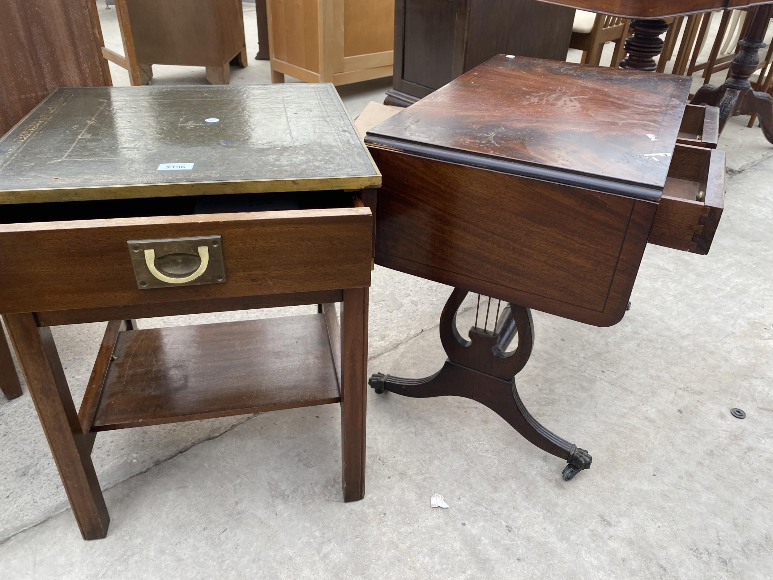 AN ANTIQUE STYLE LAMP TABLE AND MINIATURE SOFA TABLE - Image 4 of 6