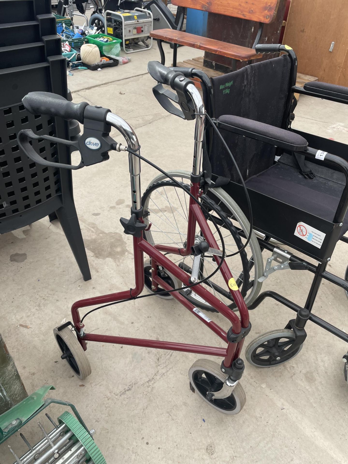 A WHEELCHAIR AND A DRIVE WALKING FRAME - Image 3 of 3