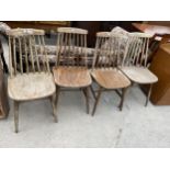 A SET OF FOUR ERCOL STYLE DINING CHAIRS