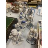 EIGHT CERAMIC FIGURE GROUPS IN THE STAFFORDSHIRE STYLE