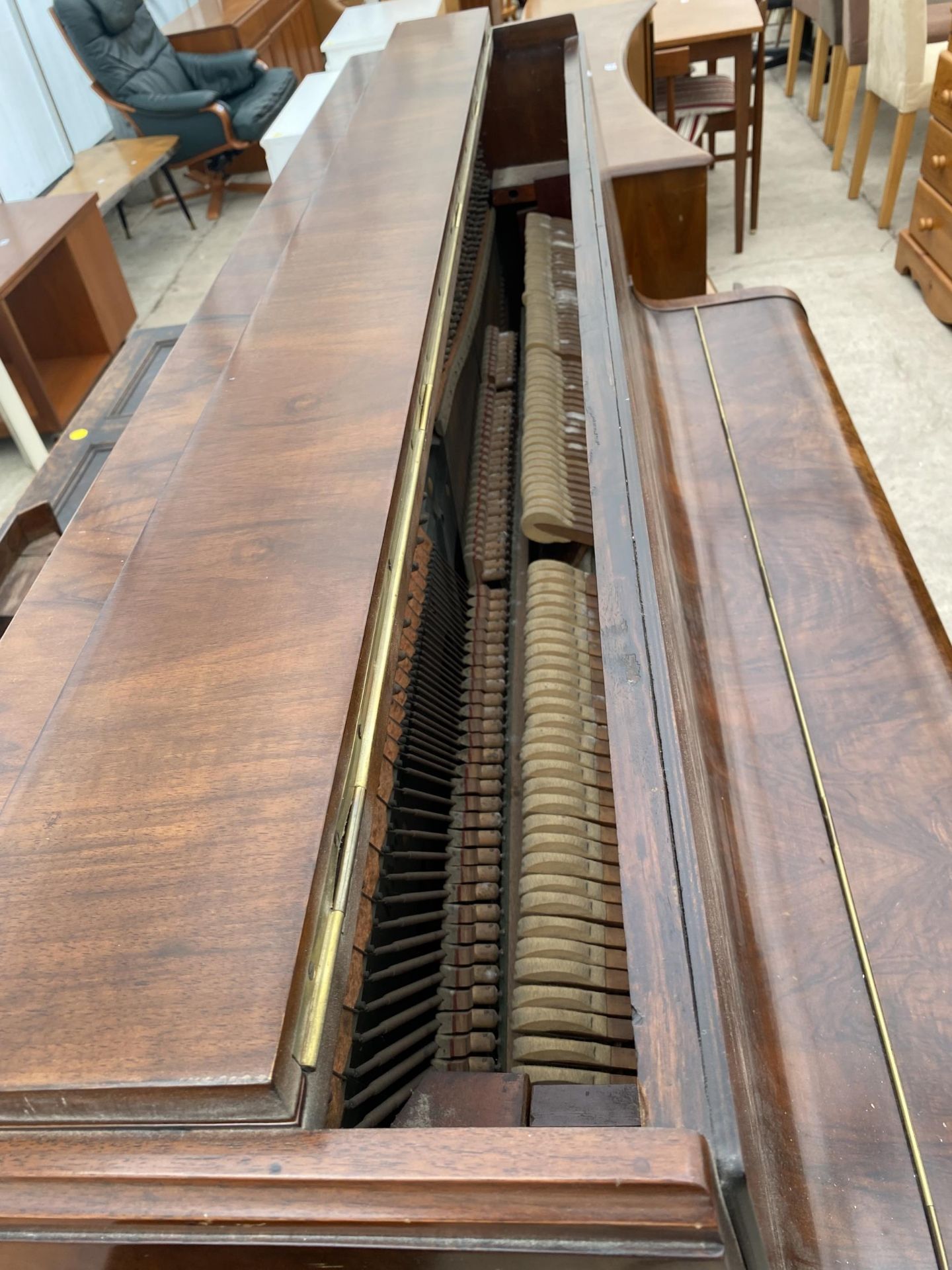 A WALNUT CASED OVERSTRUNG PIANO, BEARING TOWER LABEL - Image 5 of 6