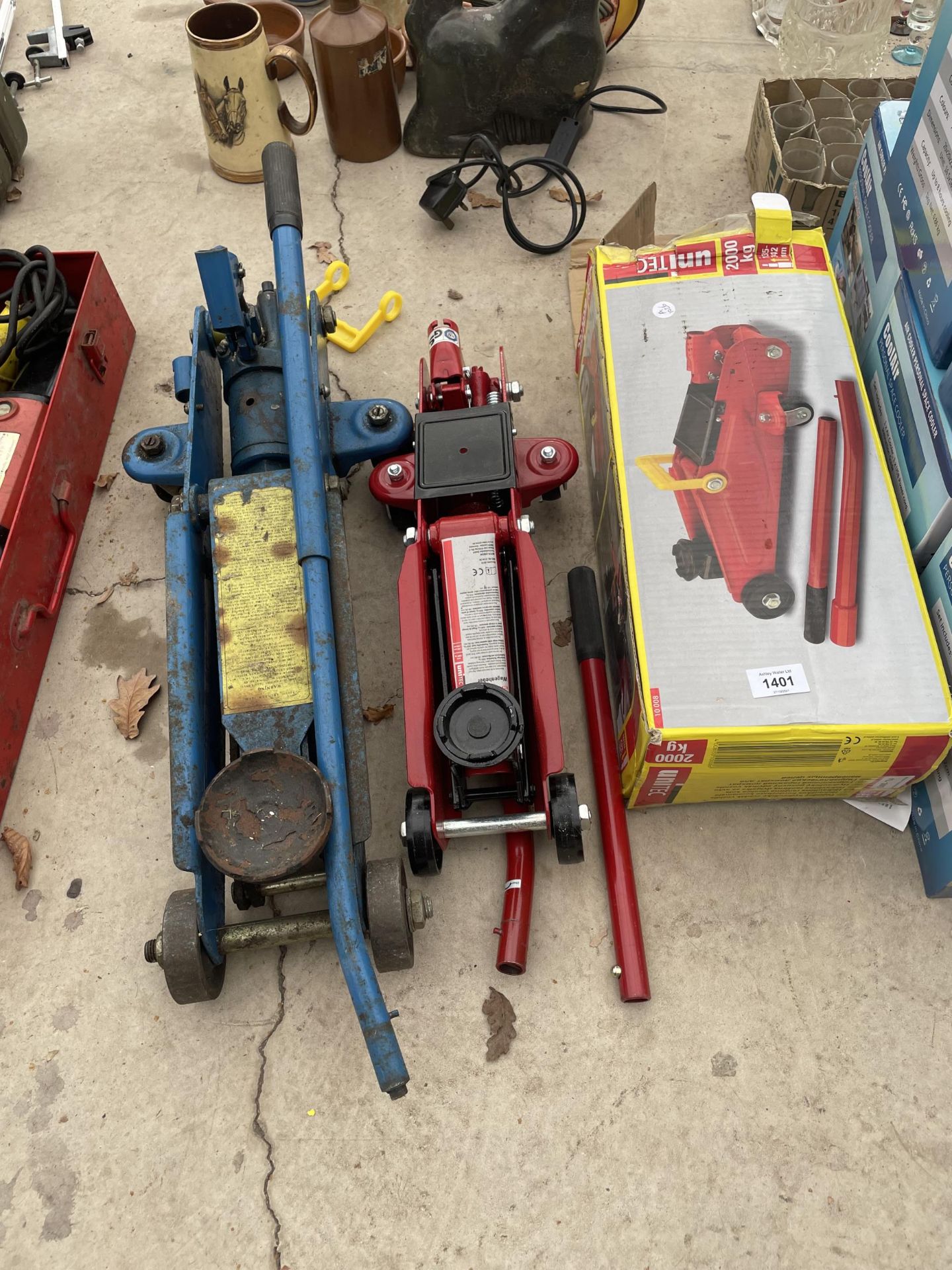 TWO TROLLEY JACKS