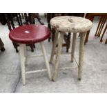 TWO PAINTED EARLY 20TH CENTURY STOOLS