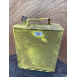 A VINTAGE SHELL FUEL CAN WITH BRASS CAP