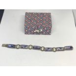 AN ANTIQUE NORWEGIAN MARKED 925 SILVER AND ENAMEL BRACELET WITH A PRESENTATION BOX