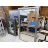 THREE VARIOUS DECORATIVE FRAMED WALL MIRRORS