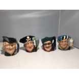 FOUR SMALL ROYAL DOULTON TOBY JUGS