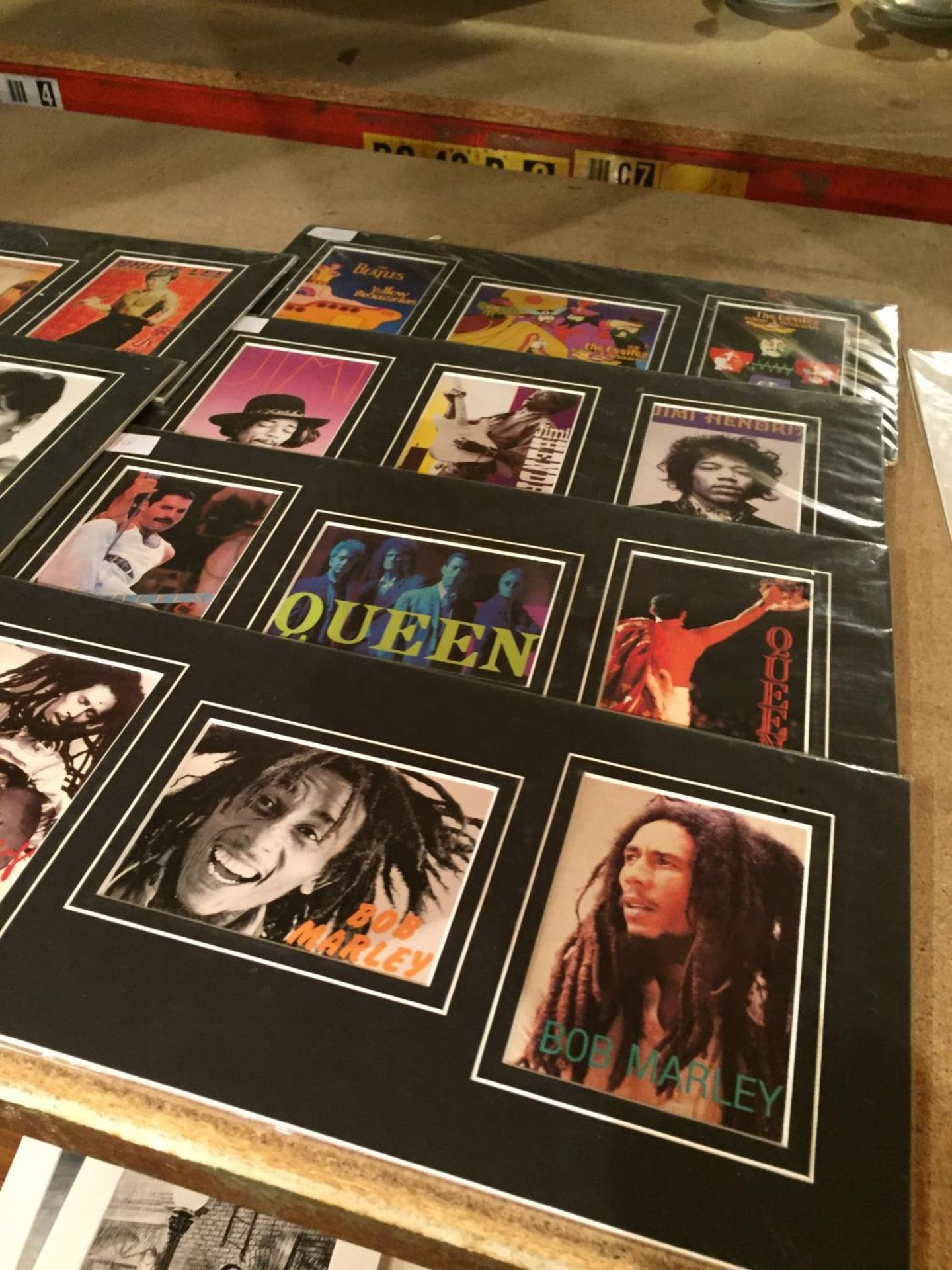 EIGHT MOUNTED PICTURES OF FAMOUS PEOPLE TO INCLUDE THE POP GROUP QUEEN, BOB MARLEY, BRUCE LEE, THE - Image 3 of 3