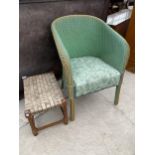 A LLOYD LOOM CHAIR AND AND A BARLEY TWIST STOOL