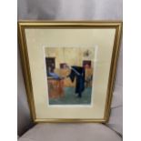 A GILT FRAMED LIMITED EDITION LIZ TAYLOR WEBB PICTURE 'BRIEF ENCOUNTER' PENCIL SIGNED TO LOWER RIGHT