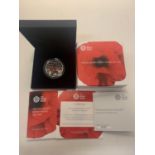 A THE ROYAL MINT 2017 THE REMEMBRANCE DAY £5 SILVER PROOF PIEDFORT COIN WITH CERTIFICATE OF