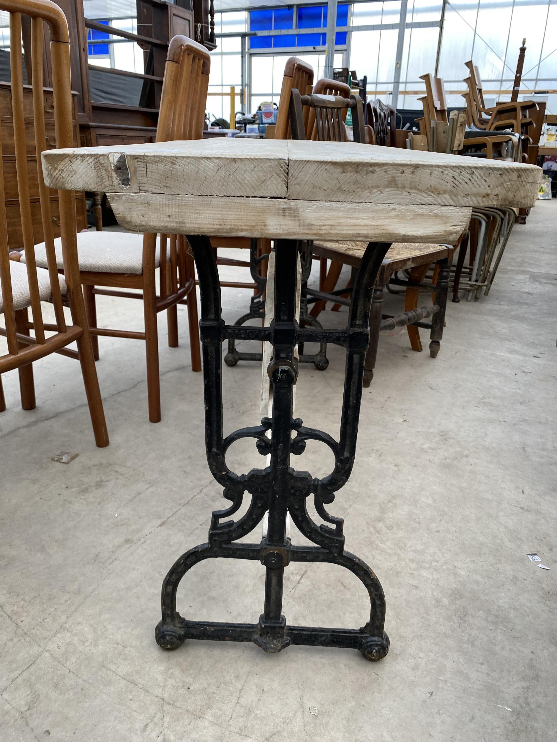 A VICTORIAN SIDE TABLE ON "BICLAM" RD NUMBER 156563 CAST IRON SUPPORTS - Image 5 of 5