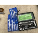 AN S.A.E AND METRIC SIZE SOCKET SET AND KING DICK SPANNER SET