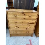 A MODERN PINE CHEST OF FOUR DRAWERS 27.5" WIDE