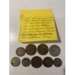 NINE VARIOUS IRISH COINS DATING FROM 1769 TO 1941