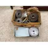 AN ASSORTMENT OF PULLEY WHEELS AND PLATES ETC