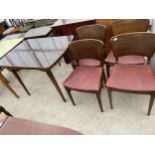 A MID 20TH CENTURY DRAW LEAF DINING TABLE AND FOUR CHAIRS