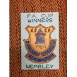 A WOODEN F A CUP WINNERS SHIELD DEPICTING EVERTON FC F A CUP WINNERS 1984