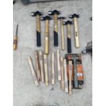 AN ASXSORTMENT OF AS NEW HAMMERS TO INCLUDE STANLEY AND GILPIN TO ALSO INCLUDE VARIOUS HICKORY