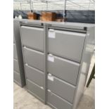 TWO METAL BISLEY FOUR DRAWER FILING CABINETS