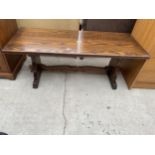 AN OAK WEBBER FURNITURE OF CROYDON REFECTORY STYLE COFFEE TABLE 42"X17"