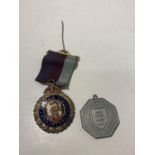 A HALLMARKED LONDON SILVER MASONIC MEDAL AND A 1935 JUBILEE MEDALLION