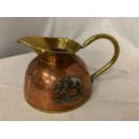 A COPPER AND BRASS 19TH ALEXANDER HUSSARS JUG