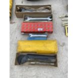 AN ASSORTMENT OF TOOLS TO INCLUDE BRITOOL AND GEDORE SPANNERS ETC