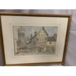 A FRAMED WATERCOLOUR OF NANTWICH SIGNED