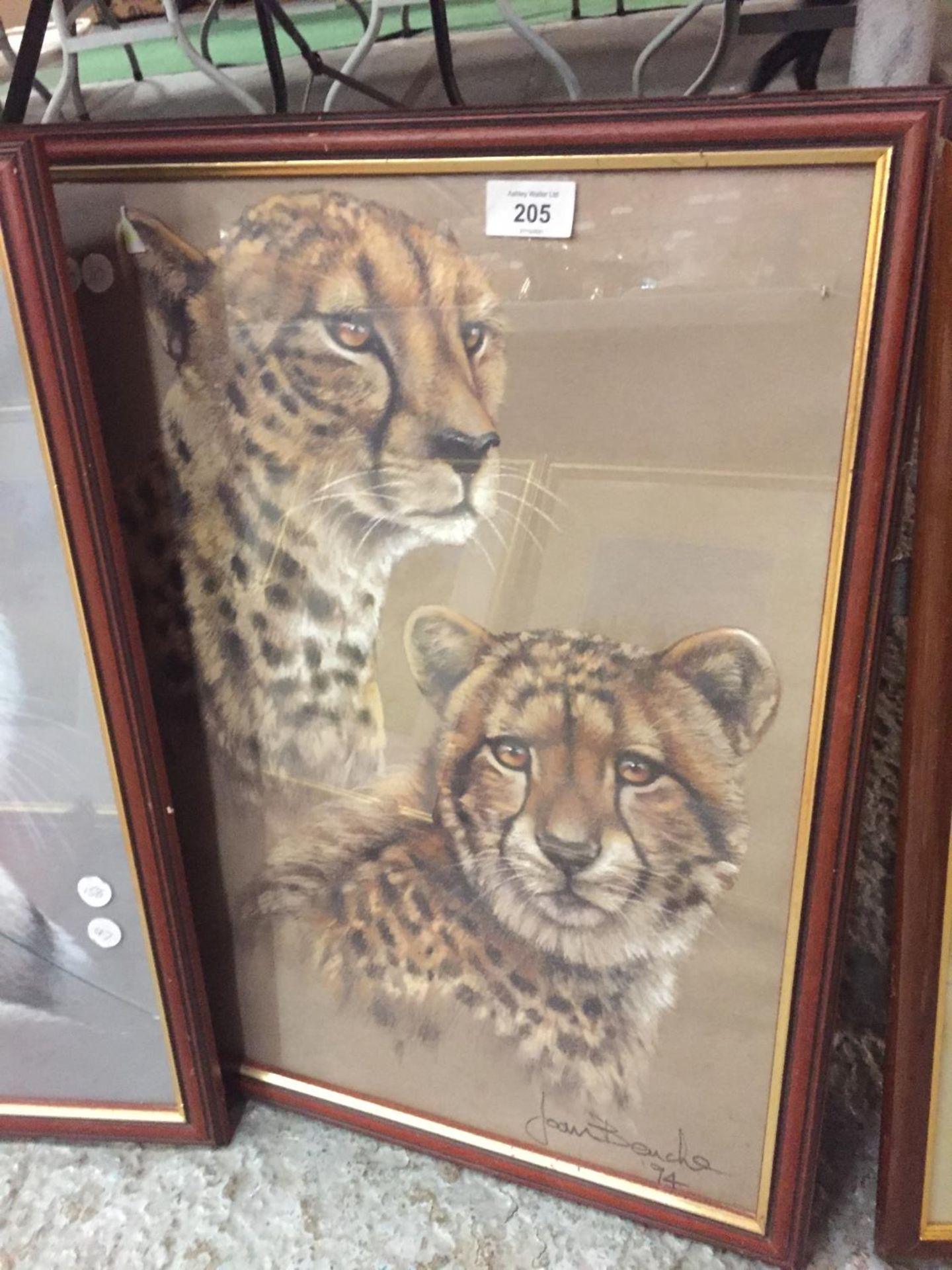 FOUR FRAMED PRINTS OF BIG CATS TO INCLUDE A CHEETAH, JAGUAR, TIGER AND LYNX SIGNED JOAN BENCHE - Image 2 of 5