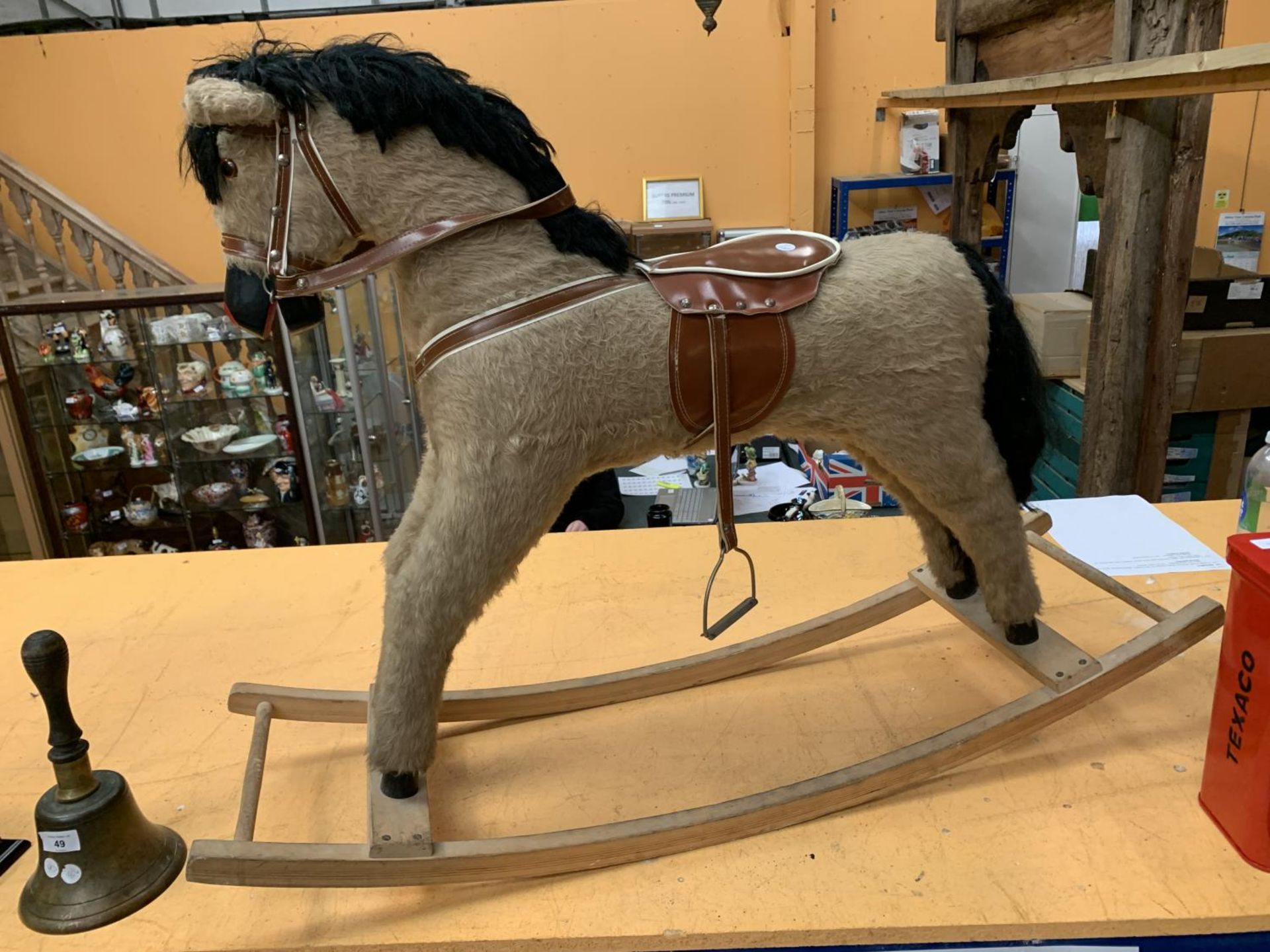 A VINTAGE ROCKING HORSE (ONLY ONE STIRRUP) - Image 2 of 3
