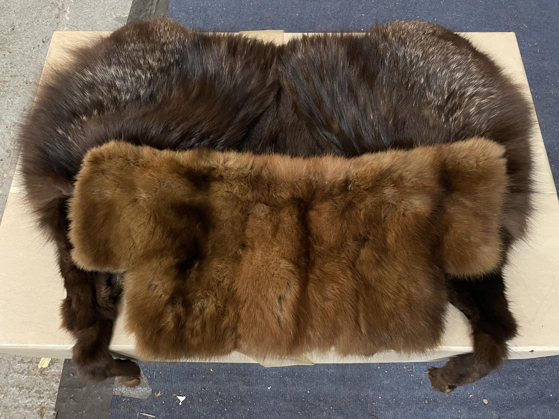 TWO REAL FUR SHAWLS