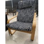 AN IKEA BENTWOOD FIRESIDE CHAIR