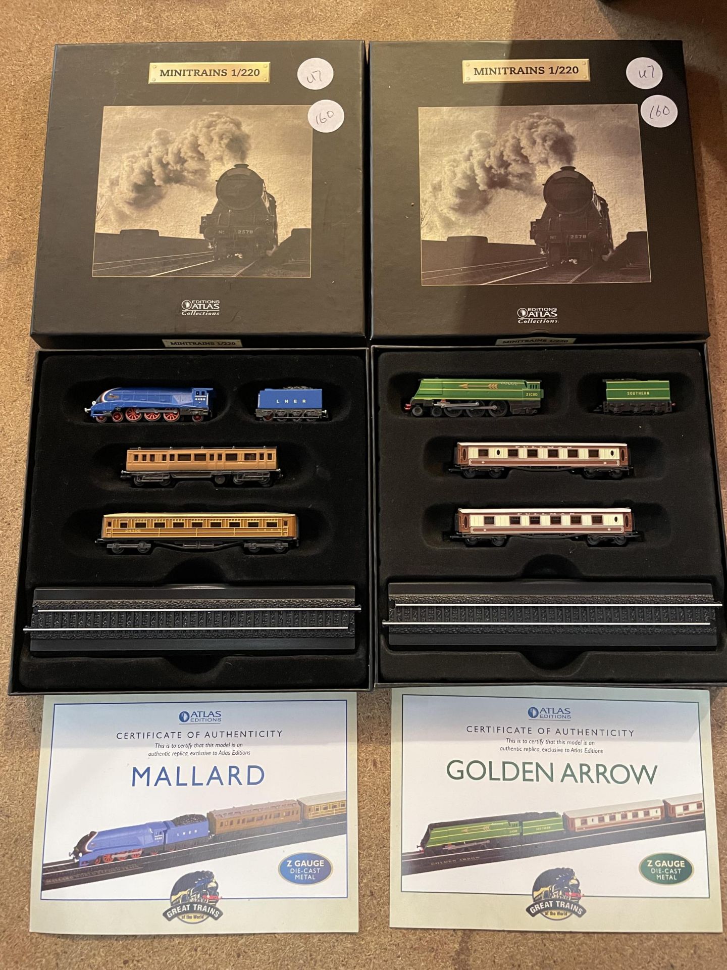 TWO MINI TRAINS SCALE 1/220 TO INCLUDE GOLDEN ARROW AND THE MALLARD