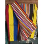 TWO BRIGHTLY COLOURED STRIPY THROWS/RUGS